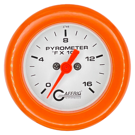 GAFFRIG 2 INCH ELECTRIC PYROMETER GAUGE 0-1600 F FAT RIM (218) / ORANGE / WHITE