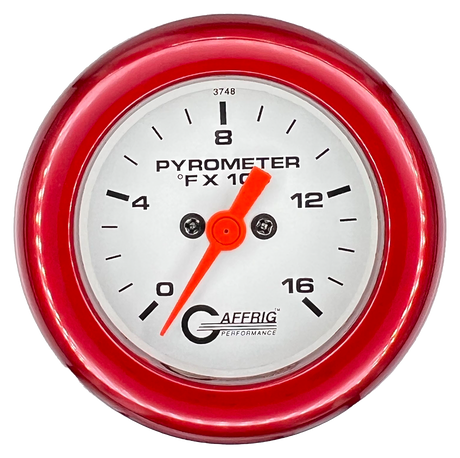 GAFFRIG 2 INCH ELECTRIC PYROMETER GAUGE 0-1600 F FAT RIM (218) / RED / WHITE