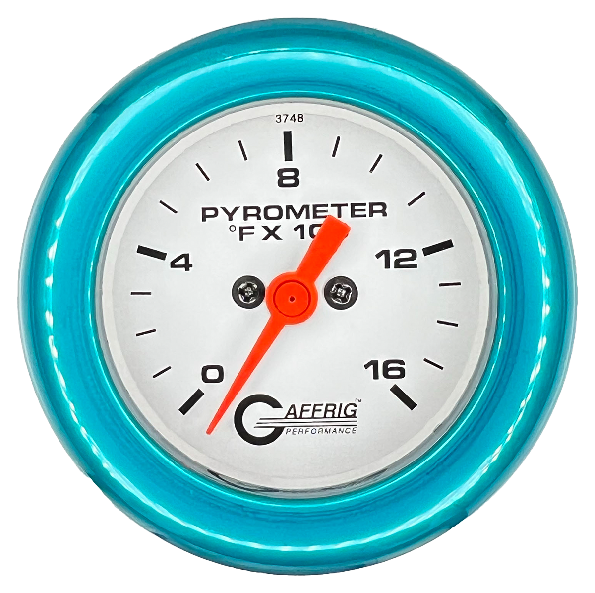 GAFFRIG 2 INCH ELECTRIC PYROMETER GAUGE 0-1600 F FAT RIM (218) / TEAL / WHITE