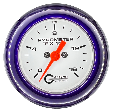 GAFFRIG 2 INCH ELECTRIC PYROMETER GAUGE 0-1600 F FAT RIM (218) / PURPLE / WHITE