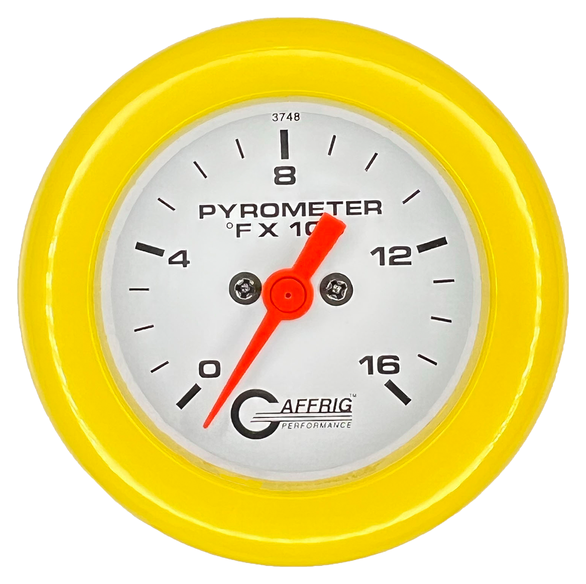 GAFFRIG 2 INCH ELECTRIC PYROMETER GAUGE 0-1600 F FAT RIM (218) / YELLOW / WHITE