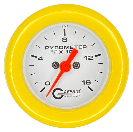 GAFFRIG 2 INCH ELECTRIC PYROMETER GAUGE 0-1600 F FAT RIM (218) / YELLOW / WHITE