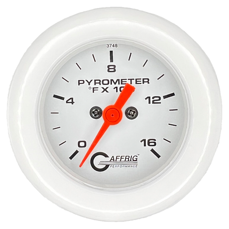 GAFFRIG 2 INCH ELECTRIC PYROMETER GAUGE 0-1600 F FAT RIM (218) / WHITE / WHITE