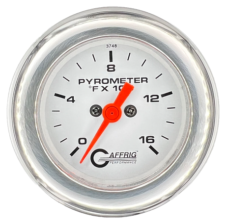 GAFFRIG 2 INCH ELECTRIC PYROMETER GAUGE 0-1600 F FAT RIM (218) / CHROME/POLISHED / WHITE