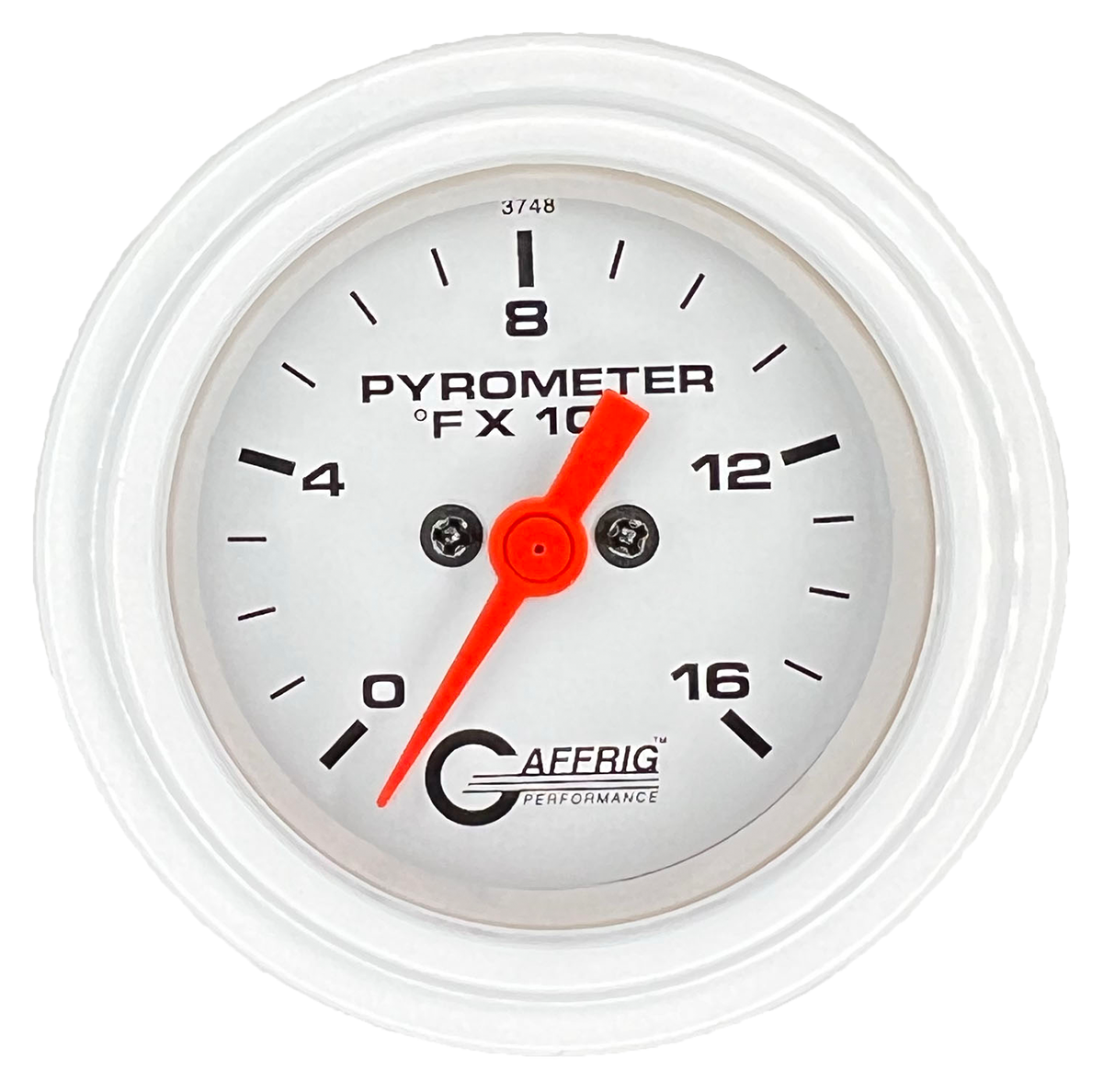 GAFFRIG 2 INCH ELECTRIC PYROMETER GAUGE 0-1600 F STEP RIM (002) / WHITE / WHITE