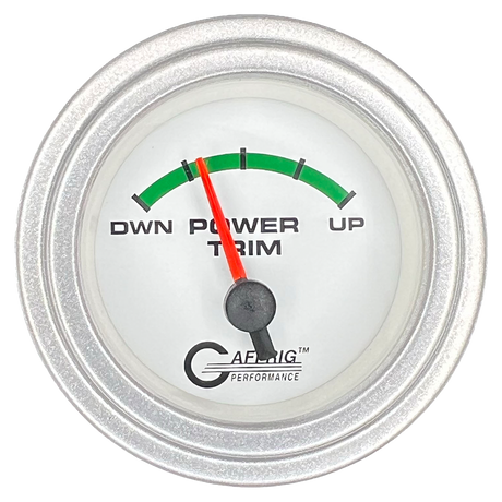 GAFFRIG 2 INCH ELECTRIC TRIM METER OMC GAUGE STEP RIM (002) / PLATINUM / WHITE