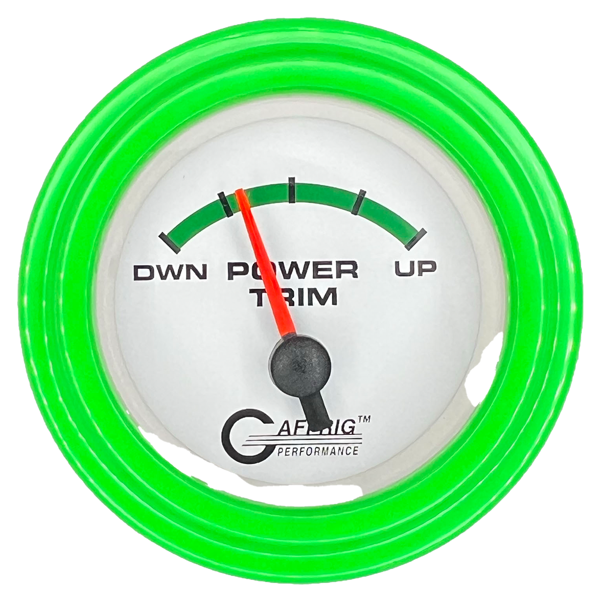 GAFFRIG 2 INCH ELECTRIC TRIM METER OMC GAUGE STEP RIM (002) / LIME GREEN / WHITE