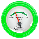 GAFFRIG 2 INCH ELECTRIC TRIM METER OMC GAUGE STEP RIM (002) / LIME GREEN / WHITE