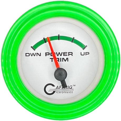 GAFFRIG 2 INCH ELECTRIC TRIM METER OMC GAUGE STEP RIM (002) / LIME GREEN / WHITE