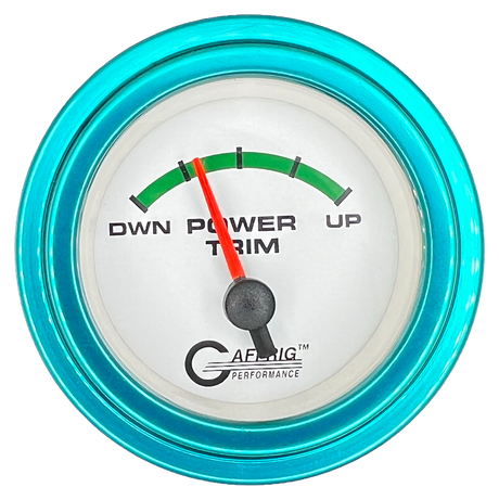 GAFFRIG 2 INCH ELECTRIC TRIM METER OMC GAUGE STEP RIM (002) / TEAL / WHITE