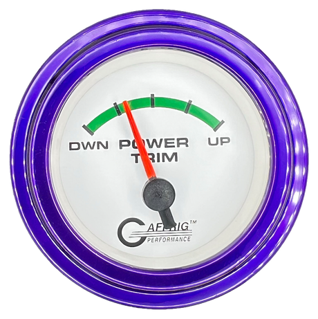 GAFFRIG 2 INCH ELECTRIC TRIM METER OMC GAUGE STEP RIM (002) / PURPLE / WHITE