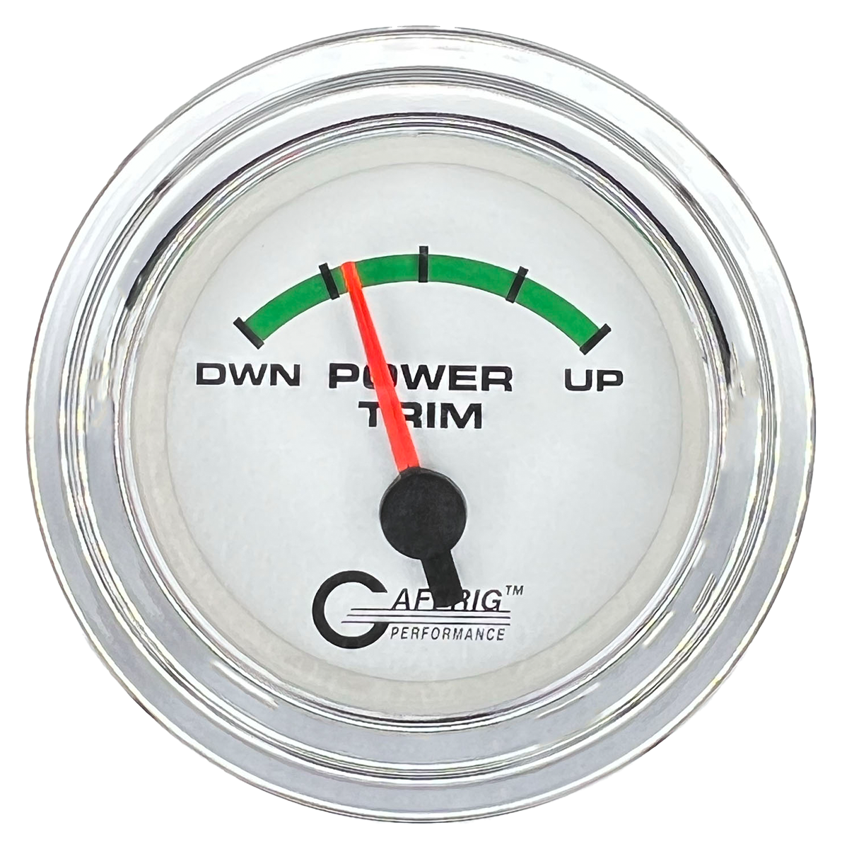 GAFFRIG 2 INCH ELECTRIC TRIM METER OMC GAUGE STEP RIM (002) / CHROME/POLISHED / WHITE