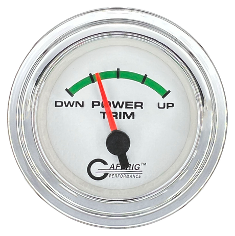 GAFFRIG 2 INCH ELECTRIC TRIM METER OMC GAUGE STEP RIM (002) / CHROME/POLISHED / WHITE