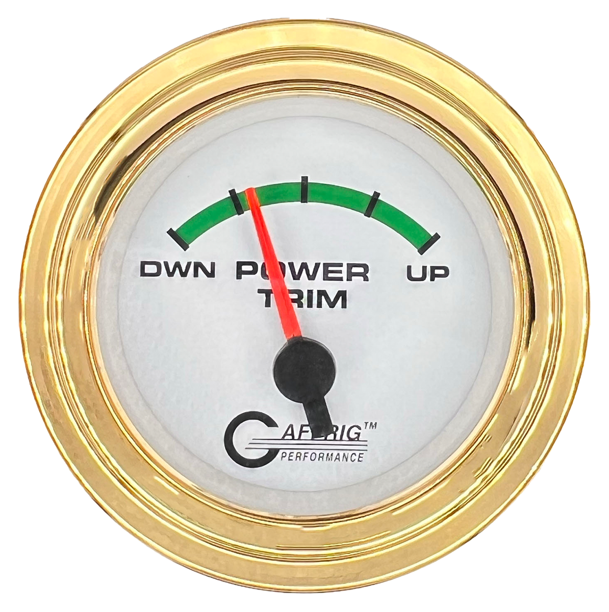 GAFFRIG 2 INCH ELECTRIC TRIM METER OMC GAUGE STEP RIM (002) / GOLD / WHITE