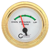 GAFFRIG 2 INCH ELECTRIC TRIM METER OMC GAUGE STEP RIM (002) / GOLD / WHITE