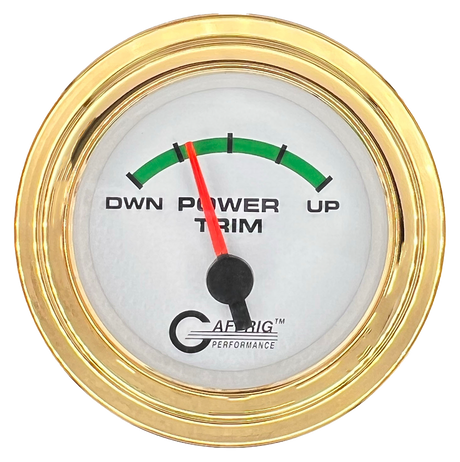 GAFFRIG 2 INCH ELECTRIC TRIM METER OMC GAUGE STEP RIM (002) / GOLD / WHITE