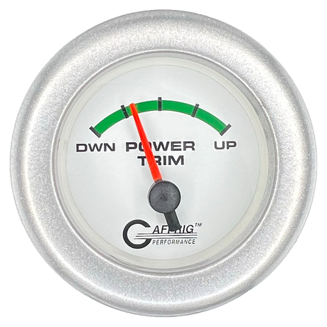 GAFFRIG 2 INCH ELECTRIC TRIM METER OMC GAUGE FAT RIM (218) / PLATINUM / WHITE