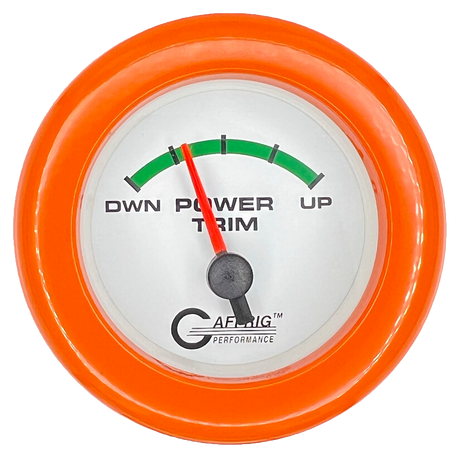 GAFFRIG 2 INCH ELECTRIC TRIM METER OMC GAUGE FAT RIM (218) / ORANGE / WHITE