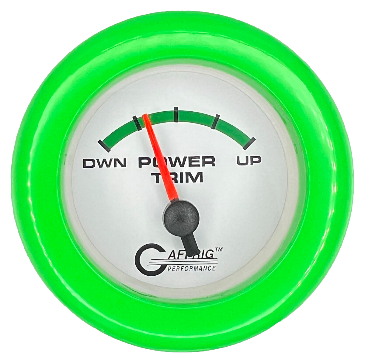 GAFFRIG 2 INCH ELECTRIC TRIM METER OMC GAUGE FAT RIM (218) / LIME GREEN / WHITE