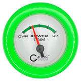 GAFFRIG 2 INCH ELECTRIC TRIM METER OMC GAUGE FAT RIM (218) / LIME GREEN / WHITE