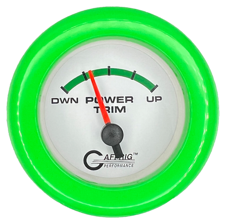 GAFFRIG 2 INCH ELECTRIC TRIM METER OMC GAUGE FAT RIM (218) / LIME GREEN / WHITE