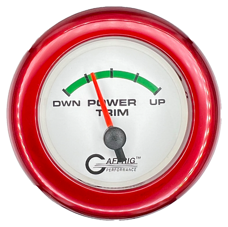 GAFFRIG 2 INCH ELECTRIC TRIM METER OMC GAUGE FAT RIM (218) / RED / WHITE