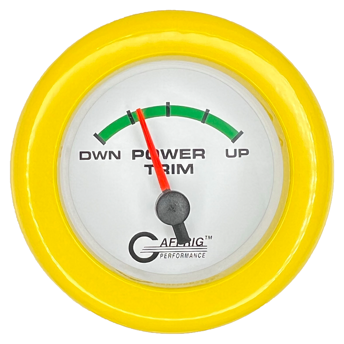 GAFFRIG 2 INCH ELECTRIC TRIM METER OMC GAUGE FAT RIM (218) / YELLOW / WHITE