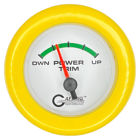 GAFFRIG 2 INCH ELECTRIC TRIM METER OMC GAUGE FAT RIM (218) / YELLOW / WHITE