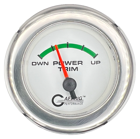 GAFFRIG 2 INCH ELECTRIC TRIM METER OMC GAUGE FAT RIM (218) / CHROME/POLISHED / WHITE