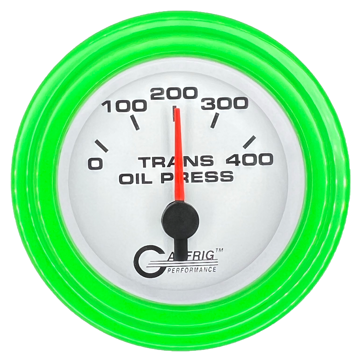 GAFFRIG 2 INCH ELECTRIC TRANSMISSION PRESSURE GAUGE 0-400 PSI STEP RIM (002) / LIME GREEN / WHITE