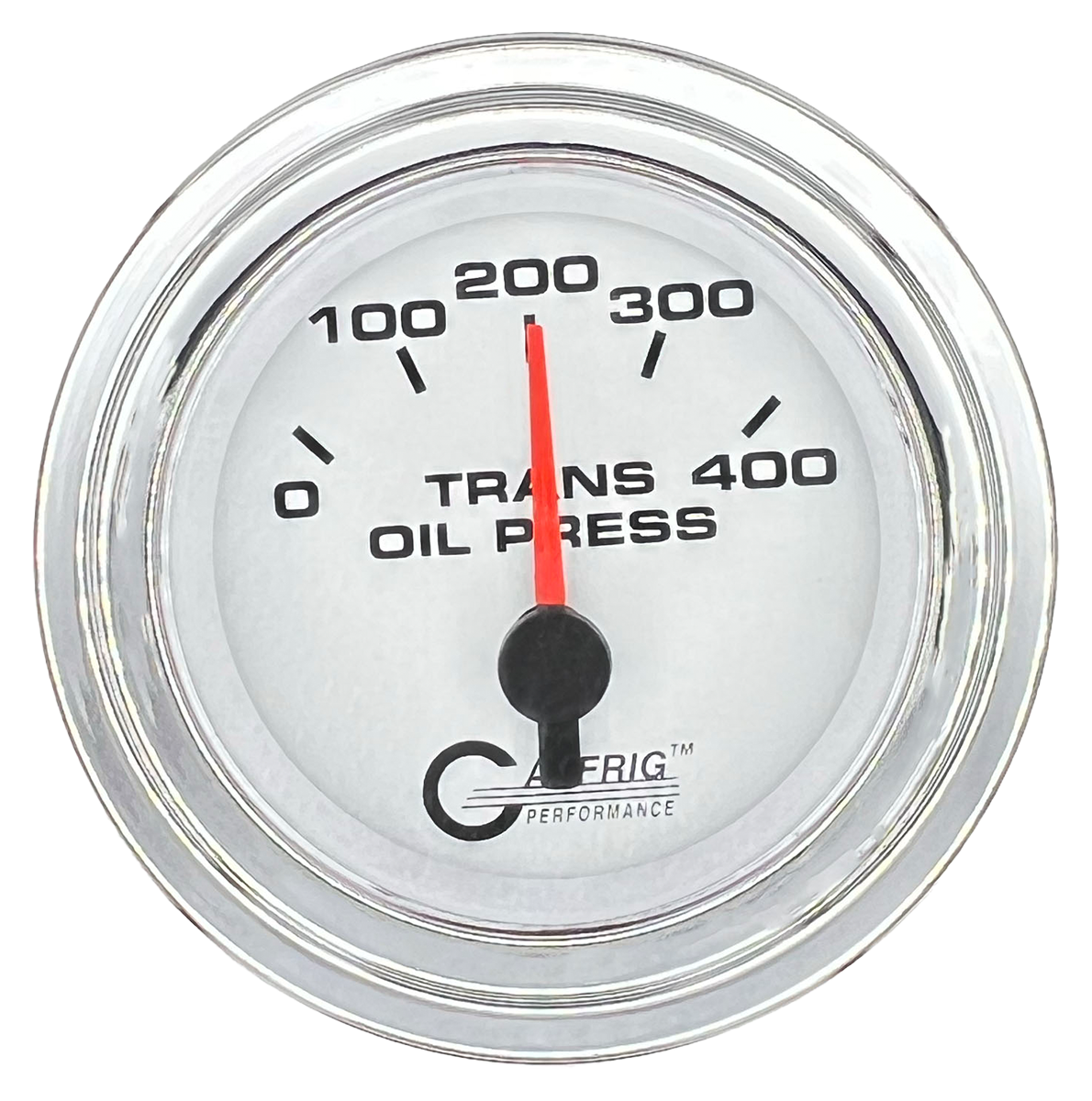 GAFFRIG 2 INCH ELECTRIC TRANSMISSION PRESSURE GAUGE 0-400 PSI STEP RIM (002) / CHROME/POLISHED / WHITE