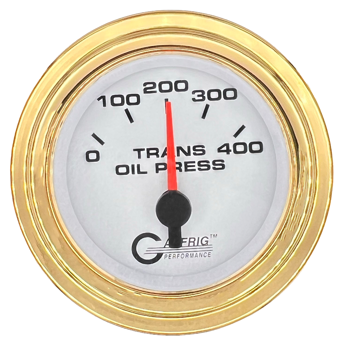 GAFFRIG 2 INCH ELECTRIC TRANSMISSION PRESSURE GAUGE 0-400 PSI STEP RIM (002) / GOLD / WHITE