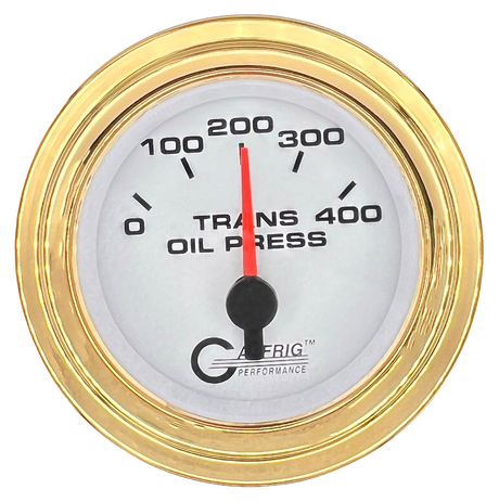 GAFFRIG 2 INCH ELECTRIC TRANSMISSION PRESSURE GAUGE 0-400 PSI STEP RIM (002) / GOLD / WHITE