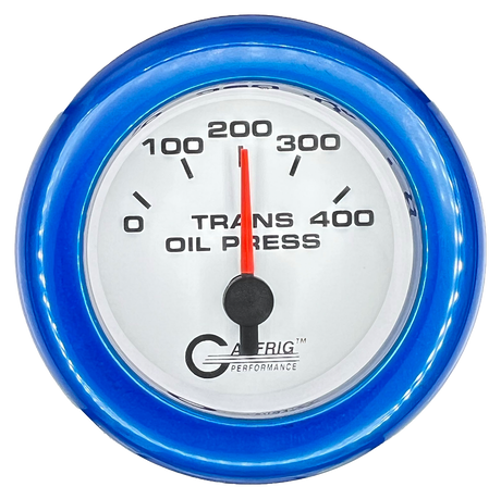 GAFFRIG 2 INCH ELECTRIC TRANSMISSION PRESSURE GAUGE 0-400 PSI FAT RIM (218) / BLUE / WHITE