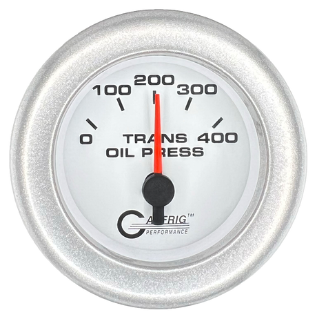 GAFFRIG 2 INCH ELECTRIC TRANSMISSION PRESSURE GAUGE 0-400 PSI FAT RIM (218) / PLATINUM / WHITE