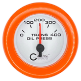 GAFFRIG 2 INCH ELECTRIC TRANSMISSION PRESSURE GAUGE 0-400 PSI FAT RIM (218) / ORANGE / WHITE