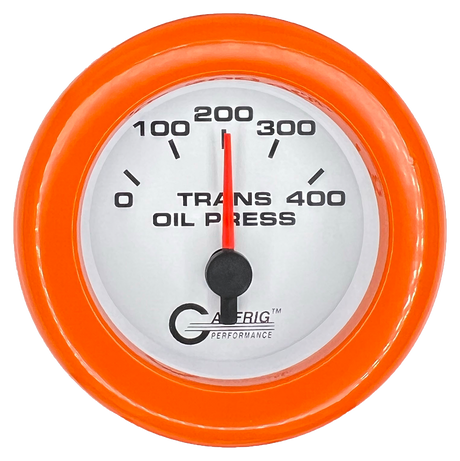 GAFFRIG 2 INCH ELECTRIC TRANSMISSION PRESSURE GAUGE 0-400 PSI FAT RIM (218) / ORANGE / WHITE