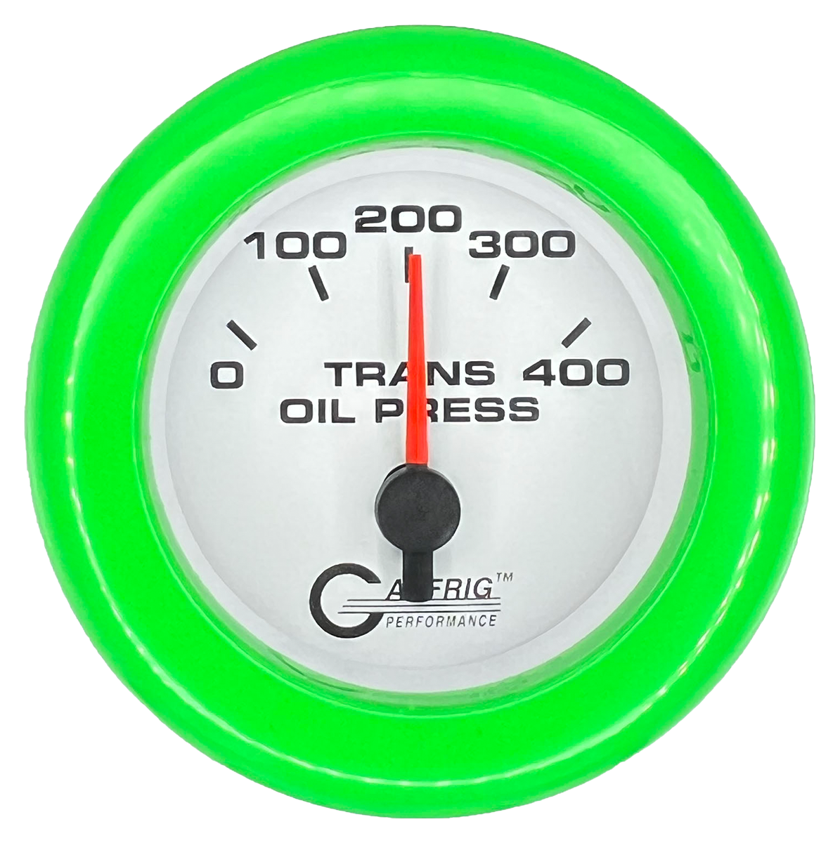 GAFFRIG 2 INCH ELECTRIC TRANSMISSION PRESSURE GAUGE 0-400 PSI FAT RIM (218) / LIME GREEN / WHITE