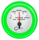 GAFFRIG 2 INCH ELECTRIC TRANSMISSION PRESSURE GAUGE 0-400 PSI FAT RIM (218) / LIME GREEN / WHITE