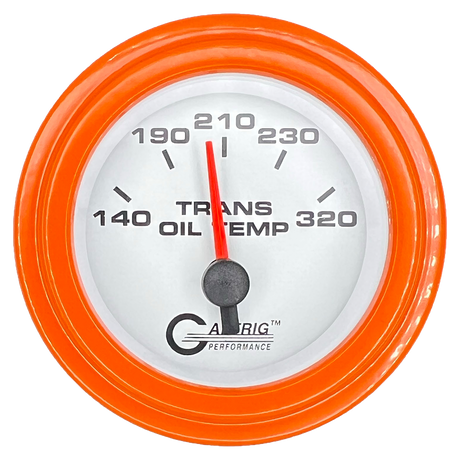 GAFFRIG 2 INCH ELECTRIC TRANSMISSION TEMP GAUGE 140-320 F STEP RIM (002) / ORANGE / WHITE