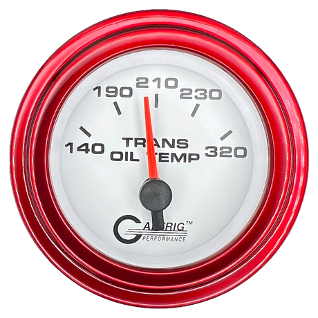 GAFFRIG 2 INCH ELECTRIC TRANSMISSION TEMP GAUGE 140-320 F STEP RIM (002) / RED / WHITE