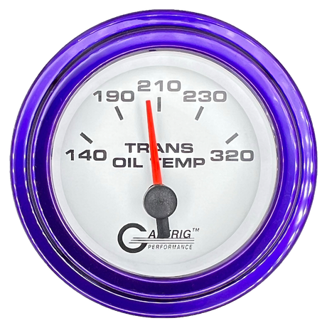 GAFFRIG 2 INCH ELECTRIC TRANSMISSION TEMP GAUGE 140-320 F STEP RIM (002) / PURPLE / WHITE