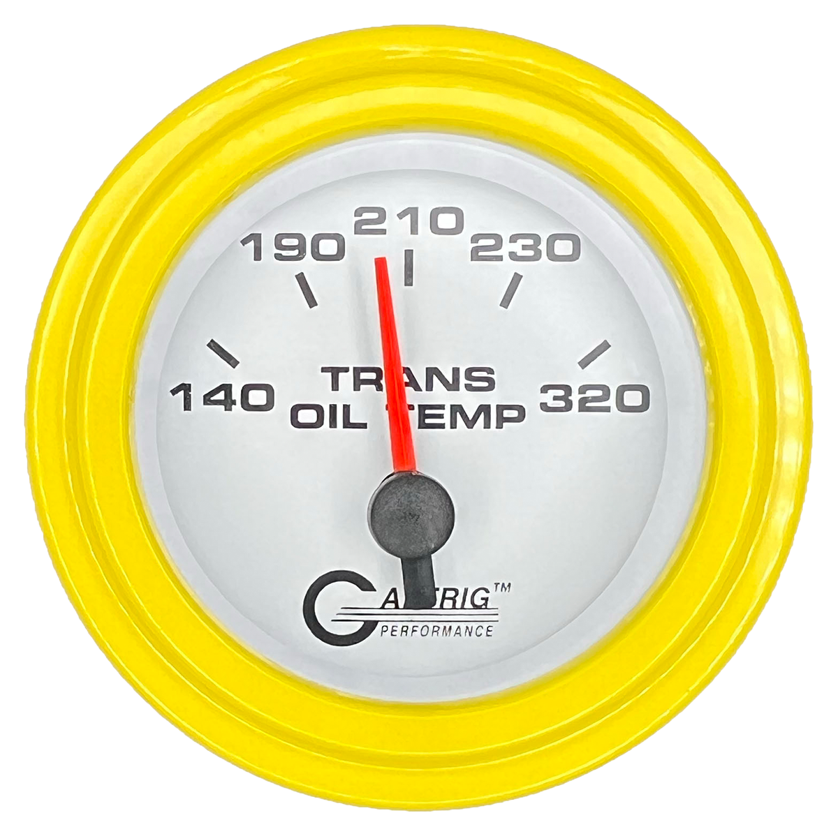 GAFFRIG 2 INCH ELECTRIC TRANSMISSION TEMP GAUGE 140-320 F STEP RIM (002) / YELLOW / WHITE