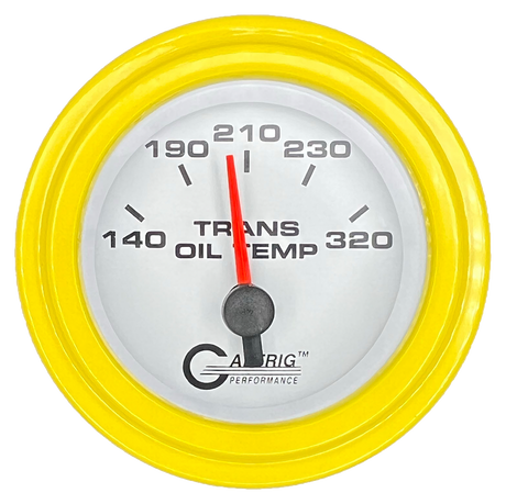 GAFFRIG 2 INCH ELECTRIC TRANSMISSION TEMP GAUGE 140-320 F STEP RIM (002) / YELLOW / WHITE