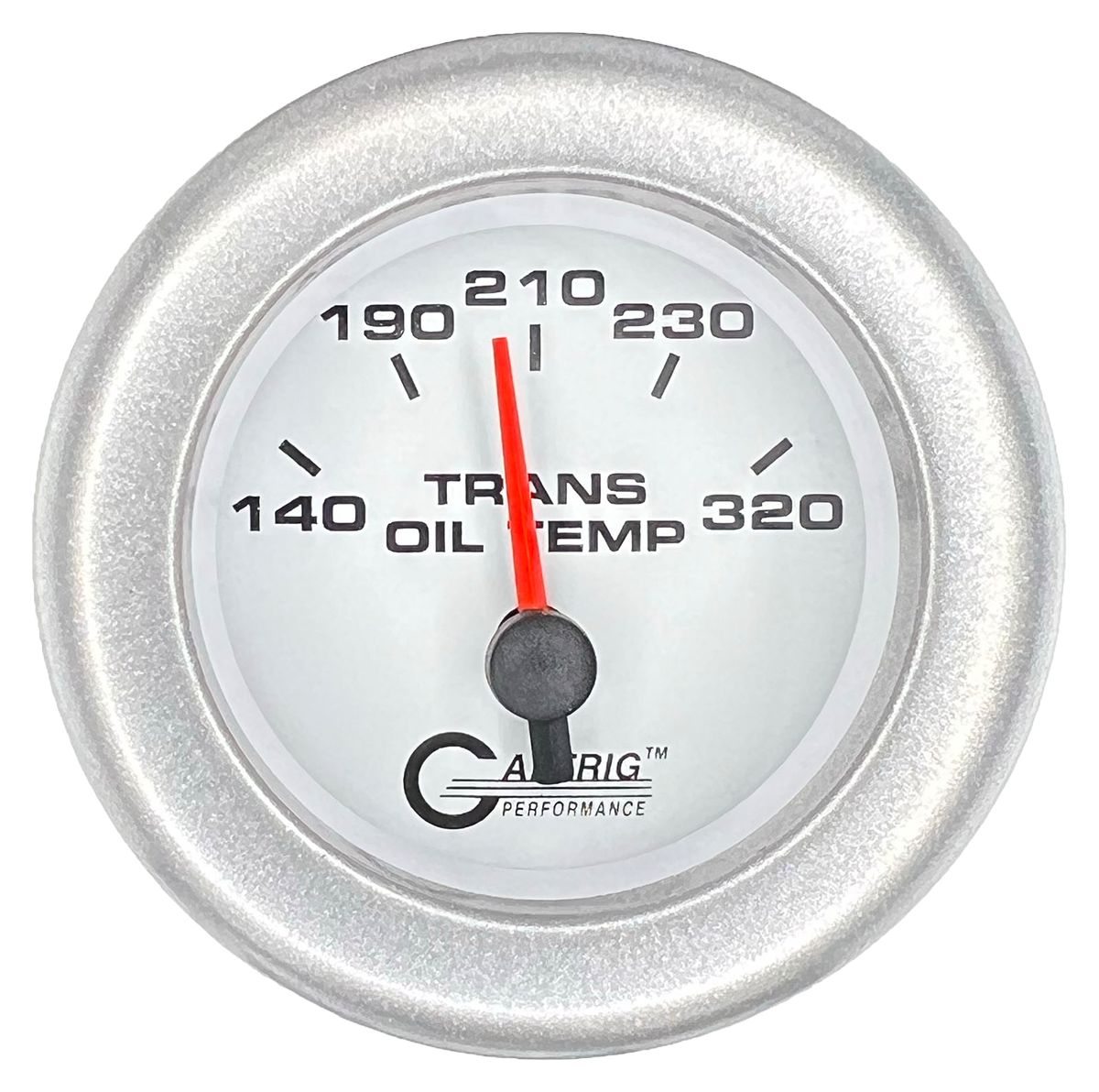 GAFFRIG 2 INCH ELECTRIC TRANSMISSION TEMP GAUGE 140-320 F FAT RIM (218) / PLATINUM / WHITE