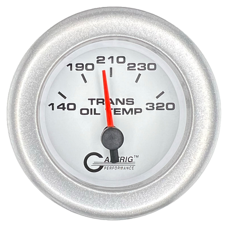 GAFFRIG 2 INCH ELECTRIC TRANSMISSION TEMP GAUGE 140-320 F FAT RIM (218) / PLATINUM / WHITE