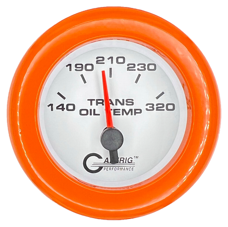 GAFFRIG 2 INCH ELECTRIC TRANSMISSION TEMP GAUGE 140-320 F FAT RIM (218) / ORANGE / WHITE