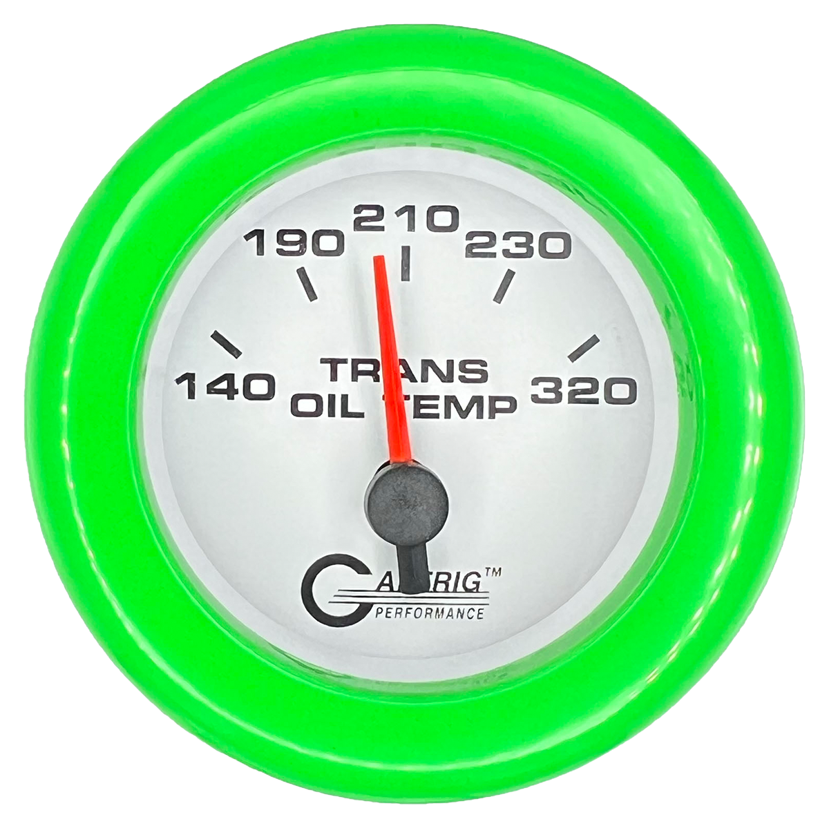 GAFFRIG 2 INCH ELECTRIC TRANSMISSION TEMP GAUGE 140-320 F FAT RIM (218) / LIME GREEN / WHITE