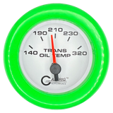 GAFFRIG 2 INCH ELECTRIC TRANSMISSION TEMP GAUGE 140-320 F FAT RIM (218) / LIME GREEN / WHITE