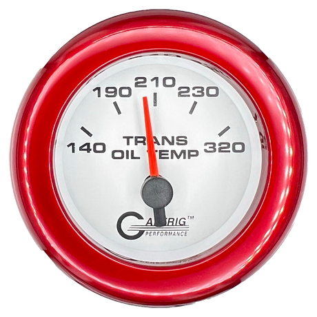 GAFFRIG 2 INCH ELECTRIC TRANSMISSION TEMP GAUGE 140-320 F FAT RIM (218) / RED / WHITE